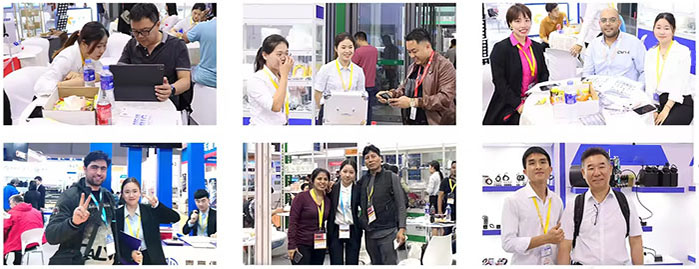 Customers buying refurbished laptops,exhibition photo